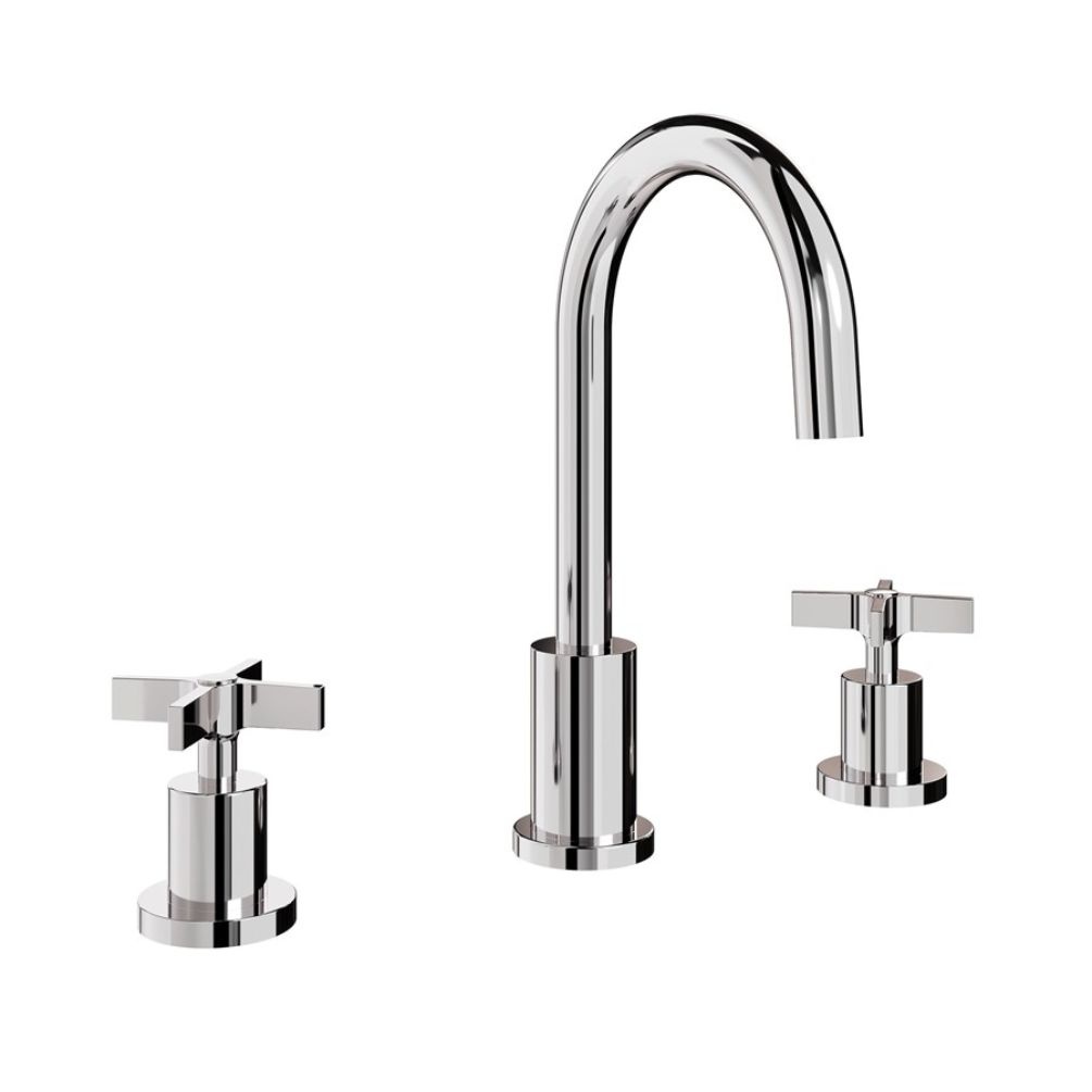 Crosswater Clover Chrome 3 Hole Deck Mounted Basin Tap Cut Out